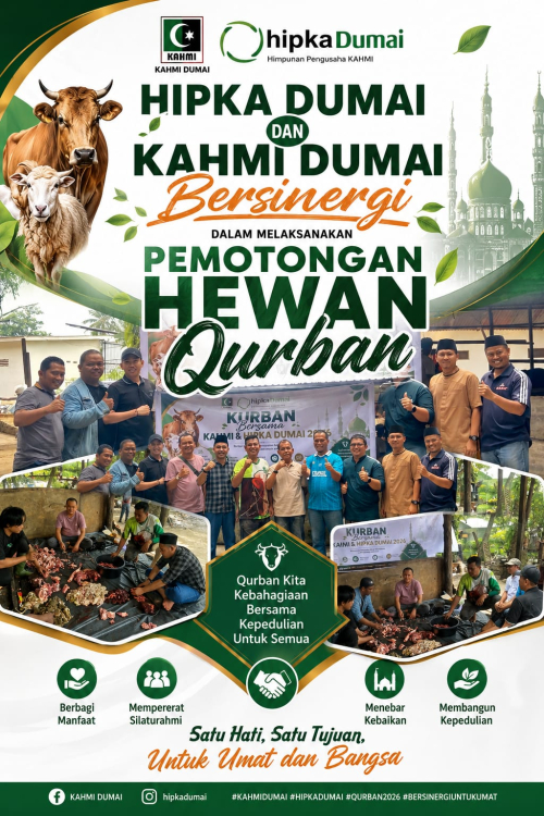 HIPKA dan KAHMI Dumai Bersinergi Laksanakan Pemotongan Hewan Kurban