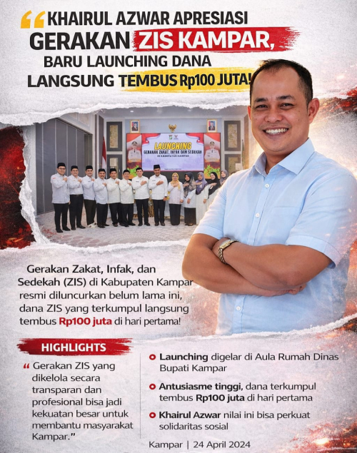 Gerakan ZIS Kampar Diluncurkan, Dana Terkumpul Capai Rp100 Juta di Hari Pertama