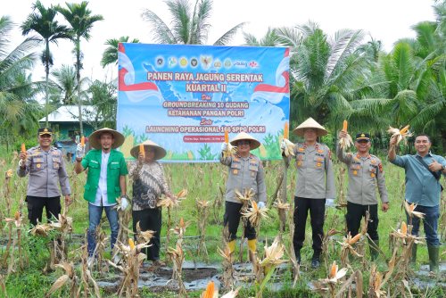 Polres Meranti Ikuti Panen Raya Jagung Nasional dan Launching Program Ketahanan Pangan Polri