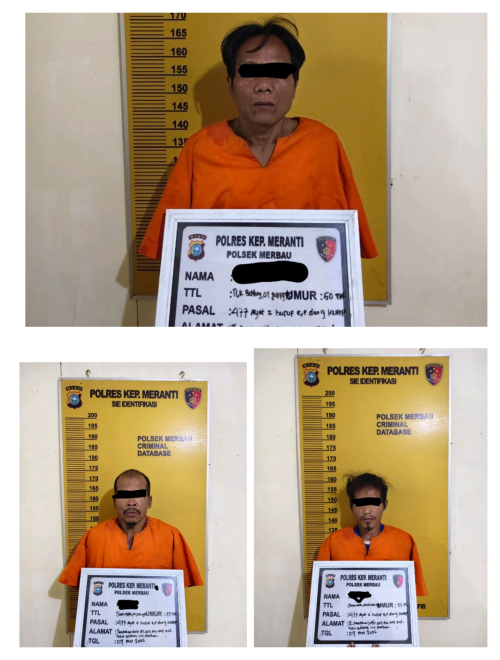 Gerak Cepat Polsek Merbau Tiga Pencuri Serang Walet Dibekuk Hanya Dalam Hitungan Jam.