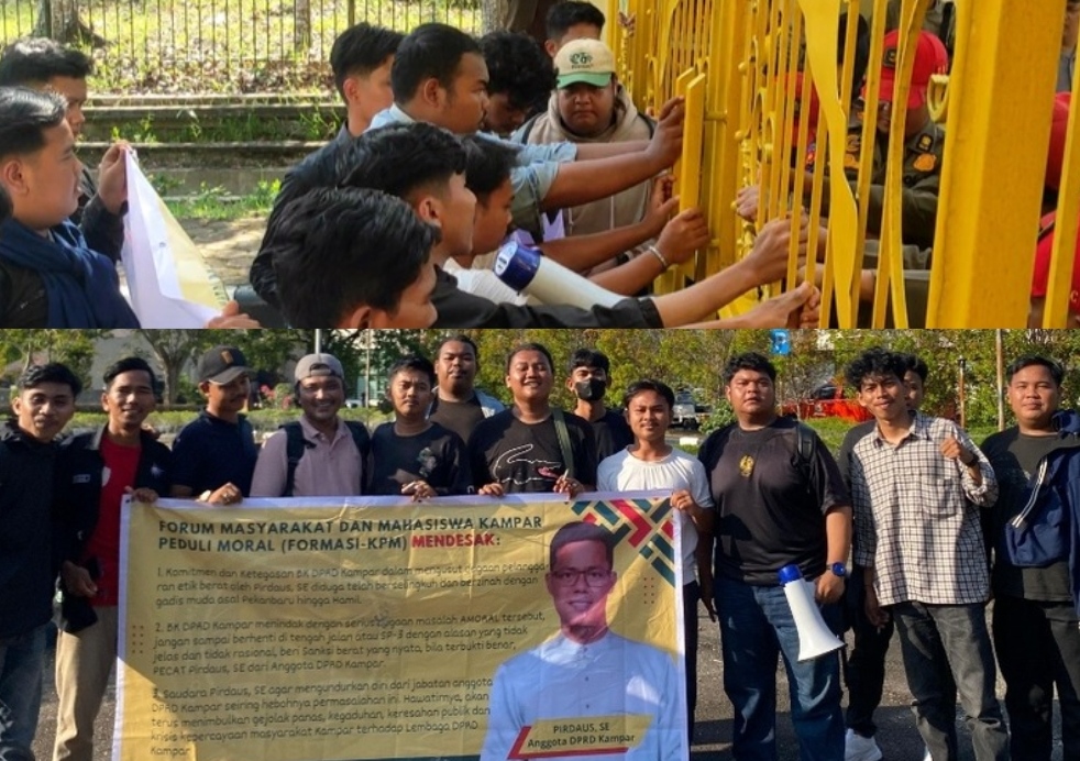 Demo Formasi KPM di DPRD Kampar, Massa Aksi Desak BK DPRD Segera Tindak Lanjuti Dugaan Masalah Zinah dan Perselingkuhan Dewan P
